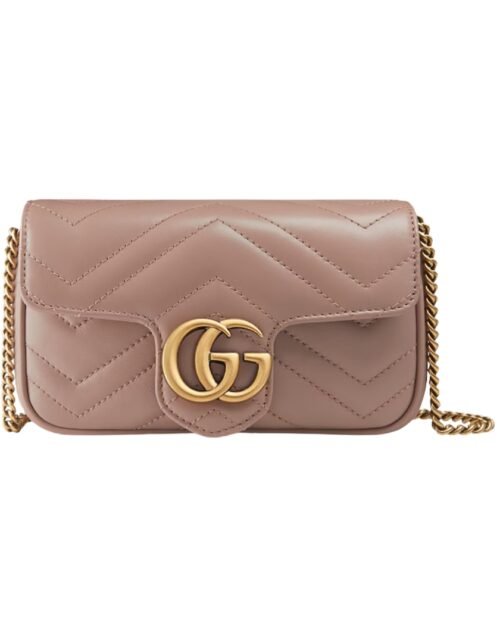Zartrosa Matelassé-Leder Super-Mini-Tasche 21.1 cm