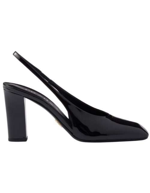 Leder Slingback-Pumps Schwarz 85