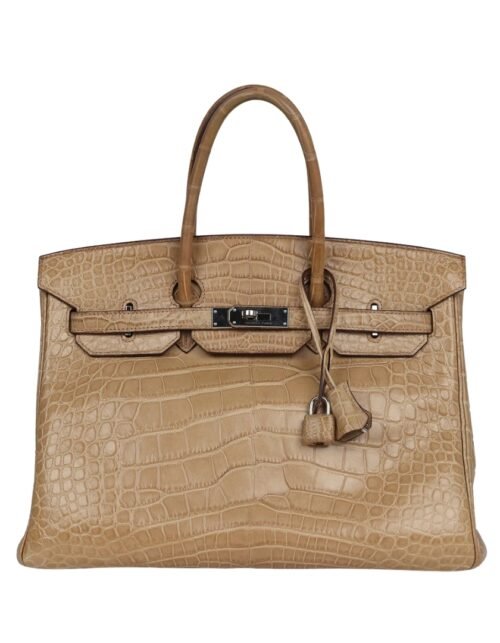 Poussière Matt Alligator mit Palladium-Beschlägen 35 cm