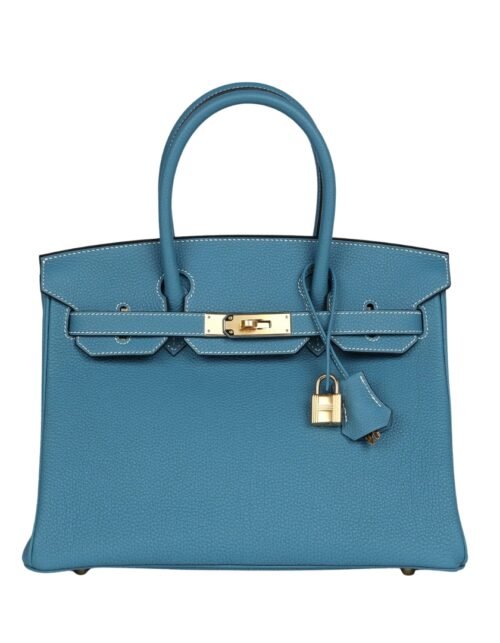 Blue Jean Togo mit Gold-Beschlägen 30 cm