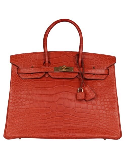 Sanguine Matt Alligator mit Gold-Beschlägen 35 cm