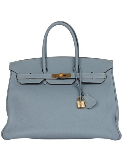 Bleu Lin Togo Goldbeschläge 35 cm