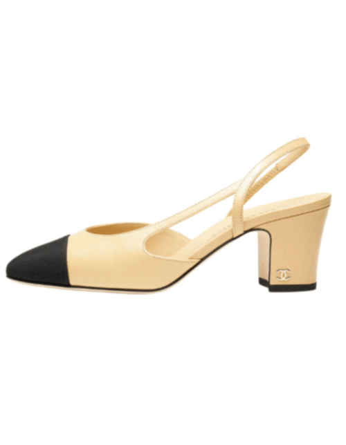 Ziegenleder & Grosgrain Beige & Schwarz