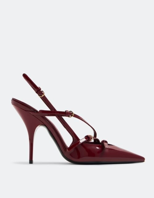 Slingback-Pumps mit Schnalle Bordeauxrot 105