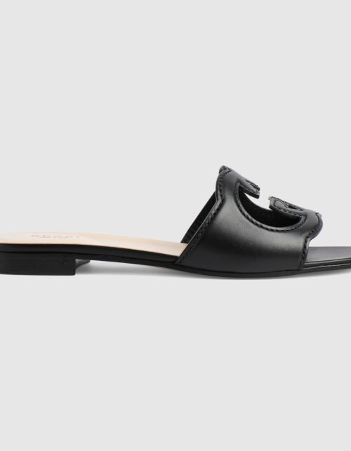 Cutout Lederslide-Sandalen
