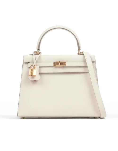 Kelly 25 Epsom Creme/Golden