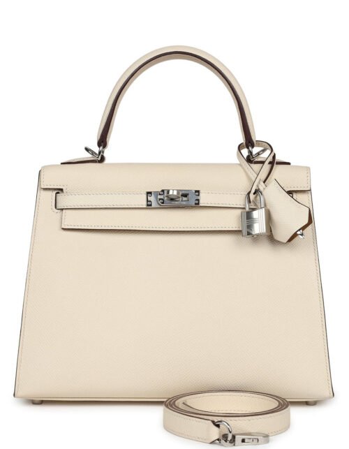 Kelly 25 Epsom Creme/Silbern