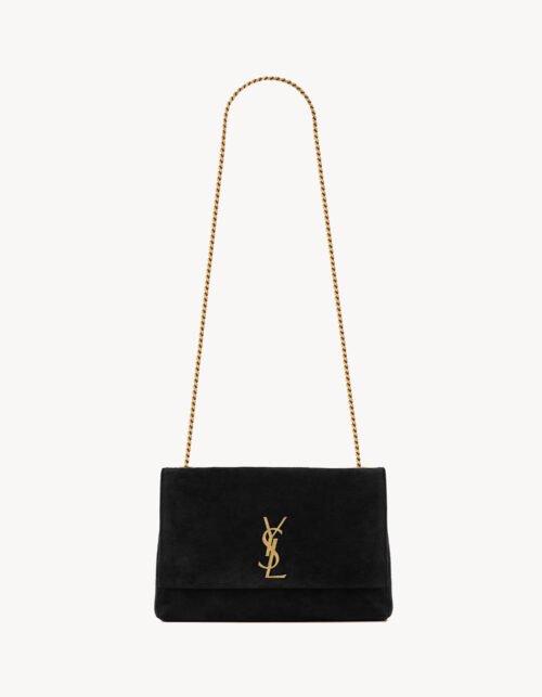 Kate Wendetasche aus Veloursleder und Glattleder Schwarz 28,5 cm