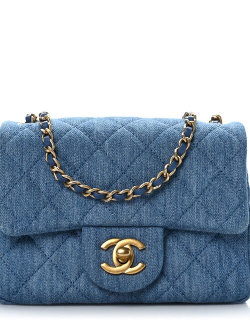 Blaues Stepp Denim mit Goldener Hardware 17 cm