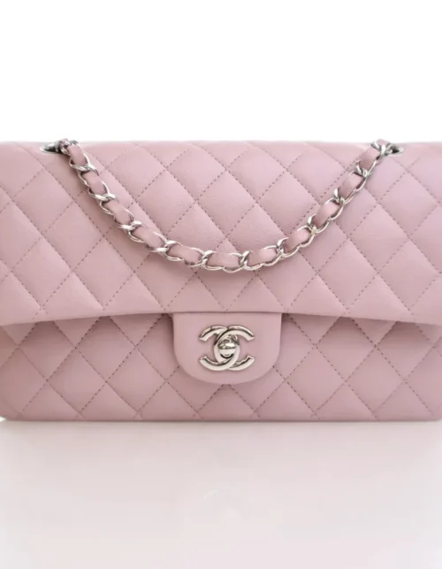 Classic Flap Rosa Silberbeschläge 25 cm
