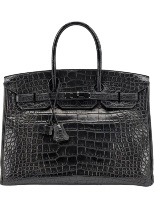 Alligator Mississippiensis Schwarzem Mattem Birkin 35 cm