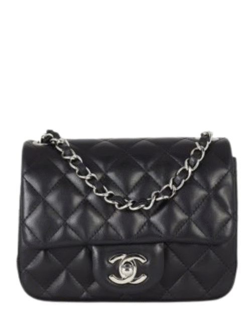 Mini-Classic Flap Schwarz Silber 17 cm
