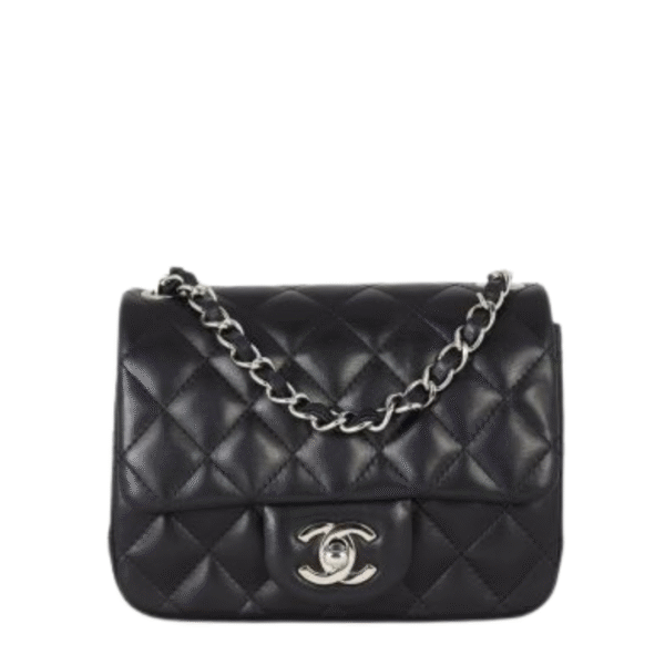 Mini-Classic Flap Schwarz Silber 17 cm